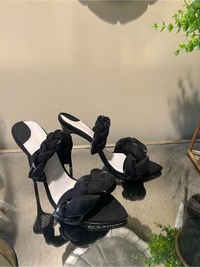 Christian Siriano Braided Black Stiletto Mules size 8.5